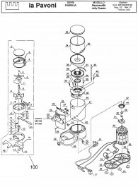 KAFFEEMÜHLE LA PAVONI JOLLY Explosionszeichnung KAFFEEMÜHLE LA PAVONI JOLLY Explosionszeichnung