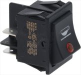 2-Pole Rocker Switch Black – 16 A / 250 V – Orange Indicator Light – Coffee Cup