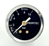 Profitec Manometer schwarz Ø40 E61 Gruppen M6 Skala 0-16bar