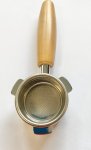 San Marco bottomless portafilter wooden handle