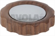 Nussbaum Holzgriff Drehrad inkl. verchromtem Messingabdeckung 6x6mm (ein Stück)